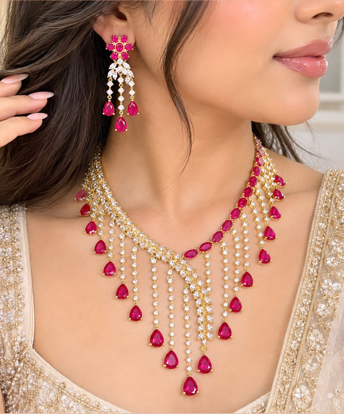 Sneha Premium AD Necklace Set