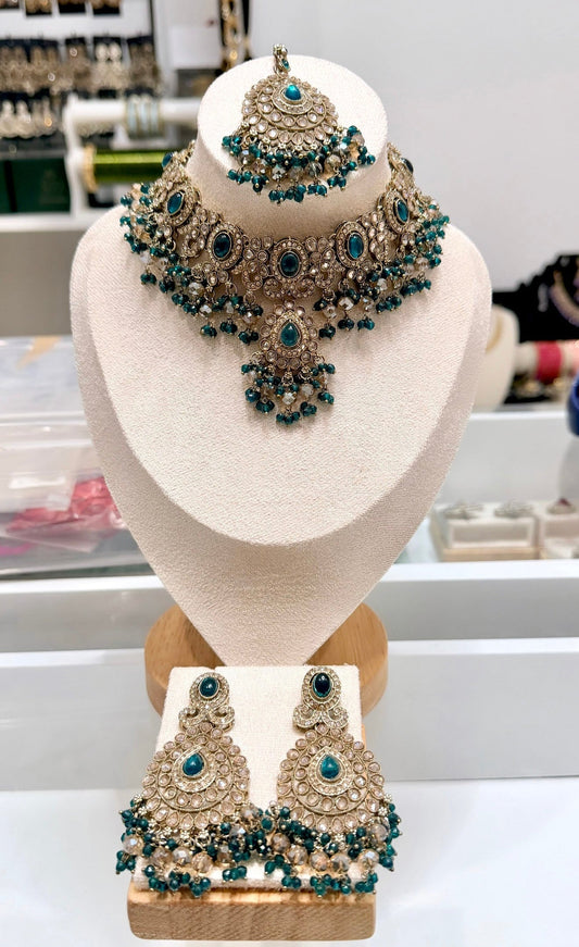 Teal Green Colored Necklace Set