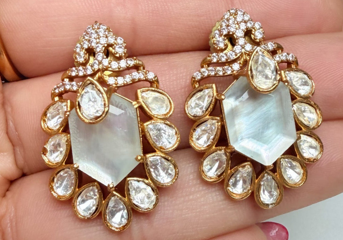 Glass Stone Earrings Studs