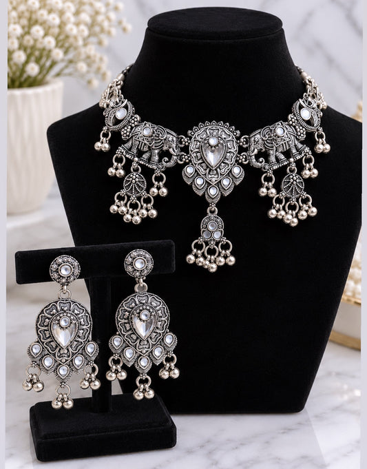 Simran Oxidized Necklace Set