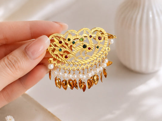 Multi Color Jadau Punjabi Style Hair Clip- Set of Two