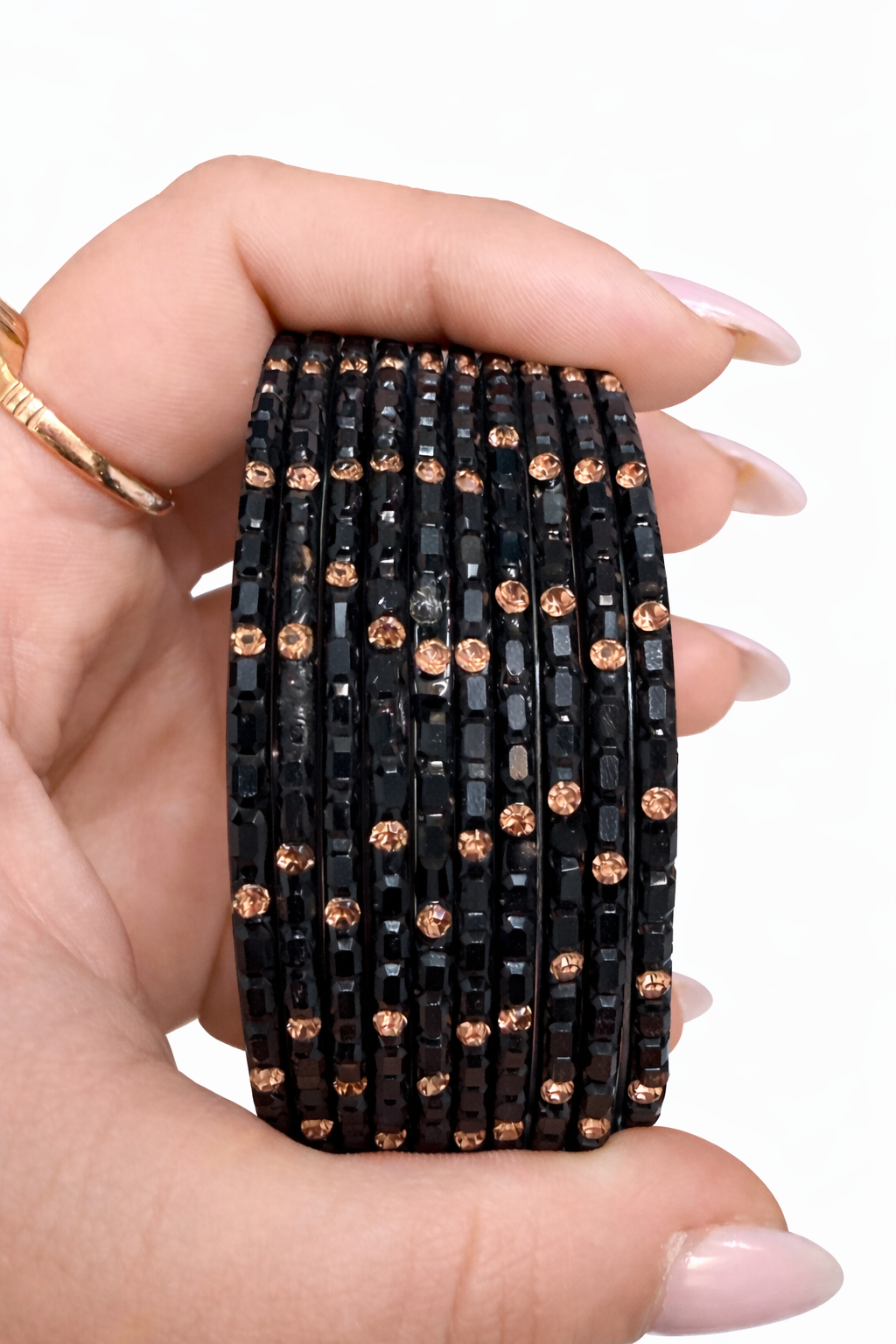 Mahi Black Glass Bangle Set