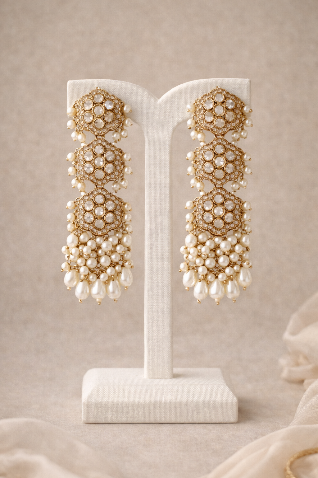 Noor Kundan & Pearl Earrings