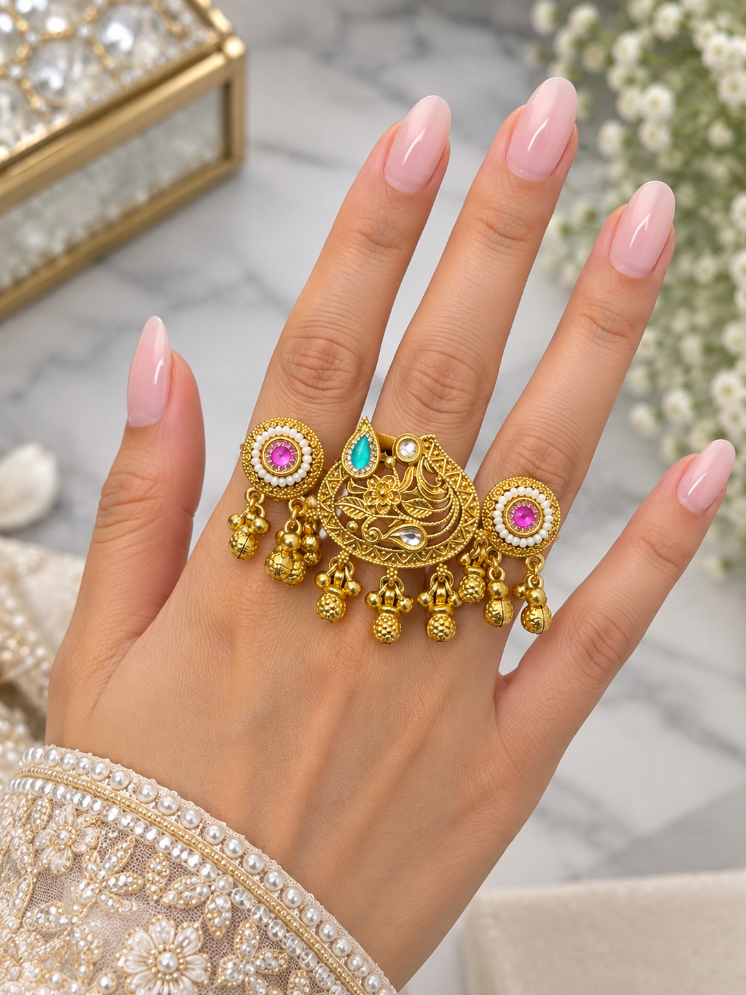 Heritage Style Two Ringer Ring  With Ghungroos