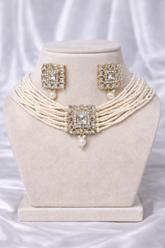 Pearl Choker Set with Studs Earrings