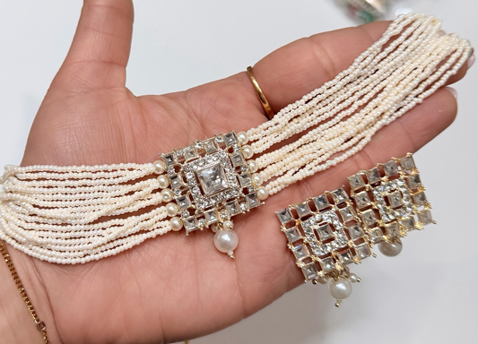 Pearl Choker Set with Studs Earrings
