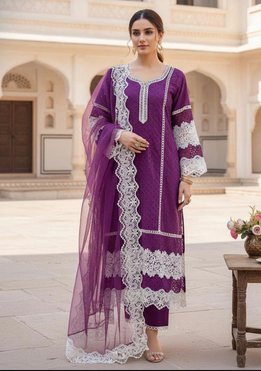 Crochet Party Wear Set with Matching Dupatta